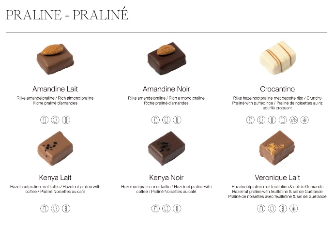 Praliné amande croquant enrobé de chocolat belge de luxe, recette traditionnelle raffinée.