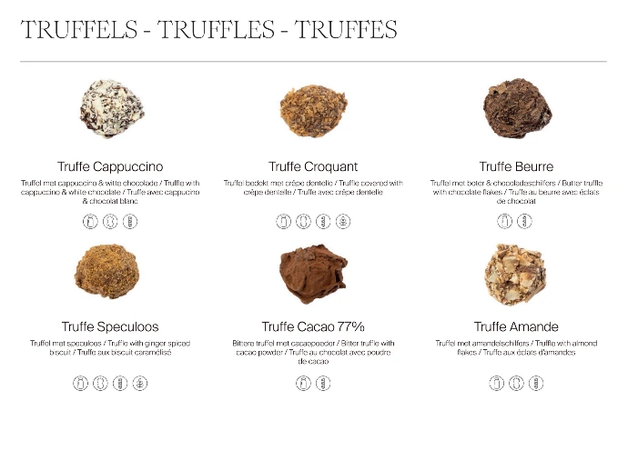 Truffe traditionnelle au chocolat belge premium, cœur fondant et cacao délicat.