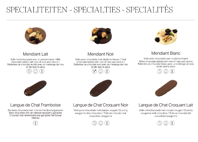 Assortiment signature de pralines belges artisanales Daskalides, sélection premium intemporelle.