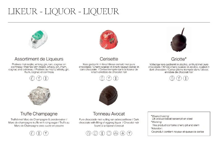 Chocolat alcoolisé cerisette liqueurs champagne